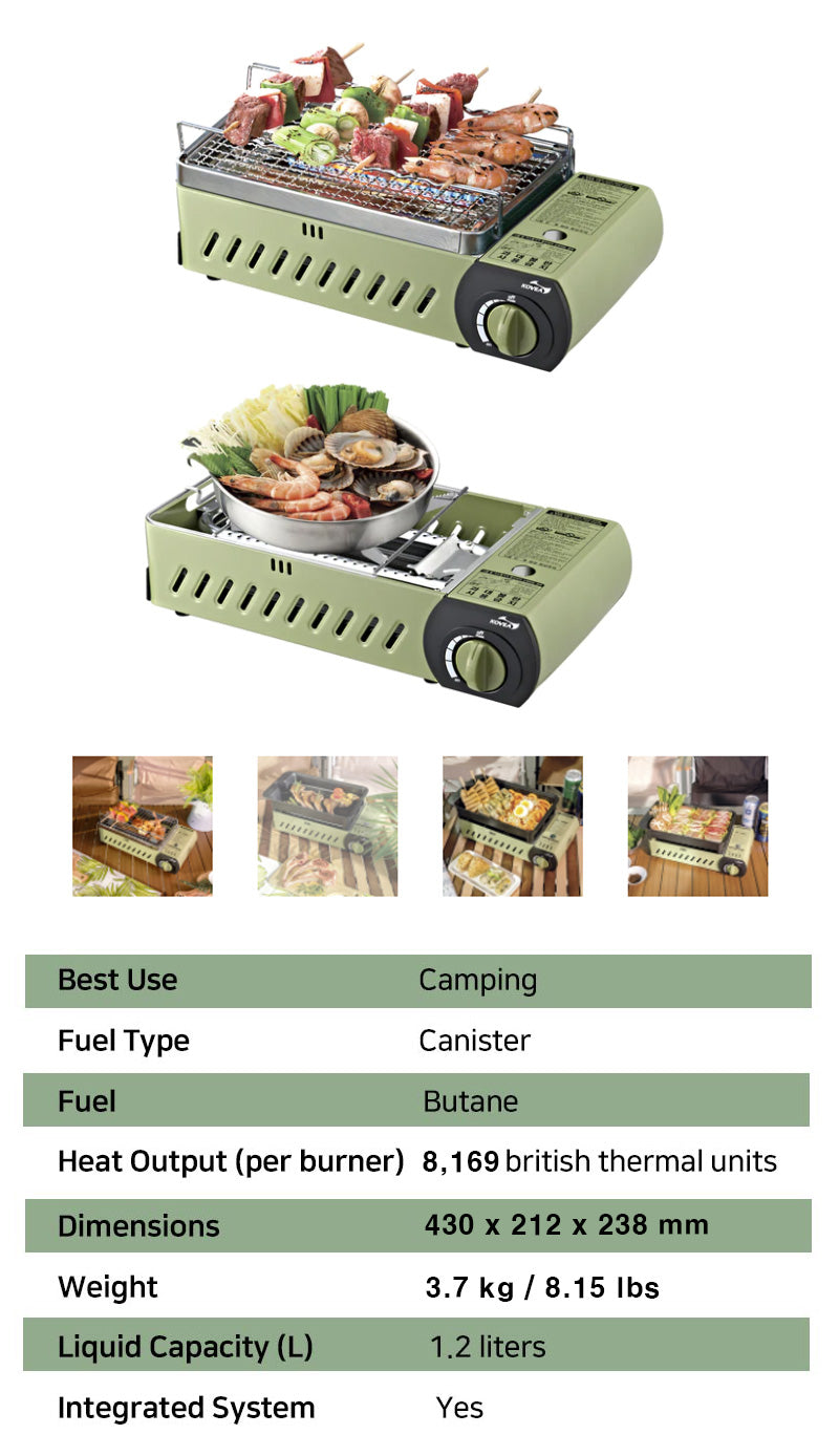 KOVEA All in One Gas BBQ Grill (M) Olive Green With Bag