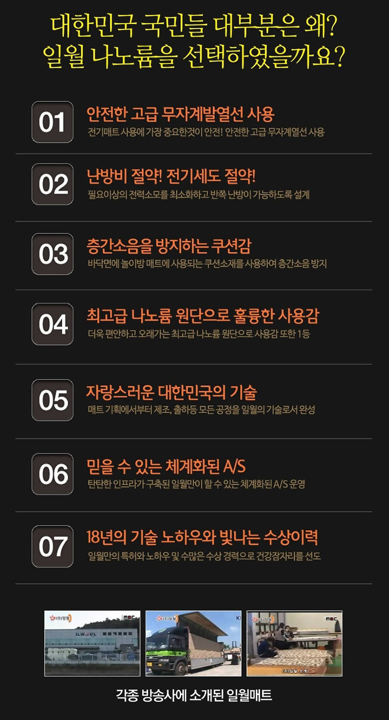 ILWOUL 프리미엄 전기 바닥 카펫