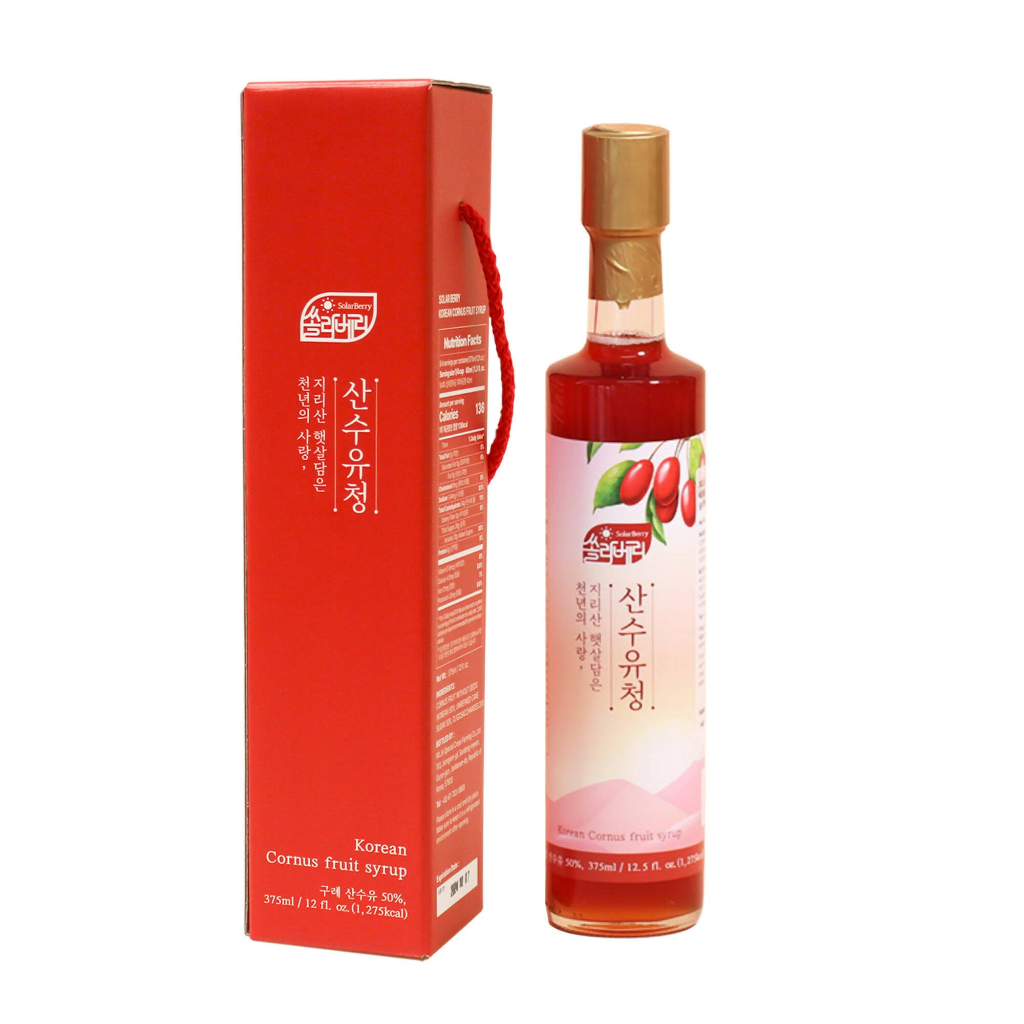 SOLAR BERRY Korean Cornus Fruit Syrup - [쏠라베리] 우리가족 건강음표 산수유청 선물용 375ml