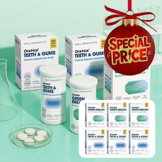 E. [오라틱스 구강유산균 6팩] 그린 브레스 3 + 티스 앤 검스 3