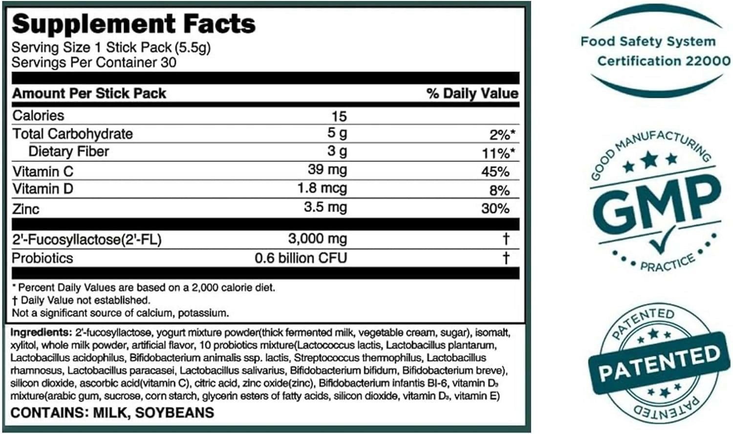 A. [MOMSTAMIN] 2'-FL HMO Pre & Probiotics Powder Stick, Premium (8 Months Supply)