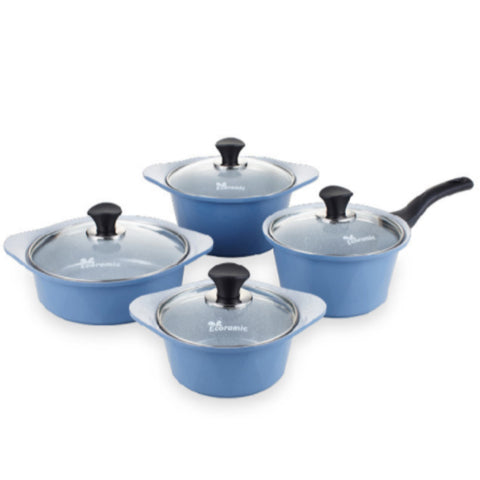 [SALE] ECORAMIC STONE POT 8-PIECES SET ( 4  pots + 4 glass lids )