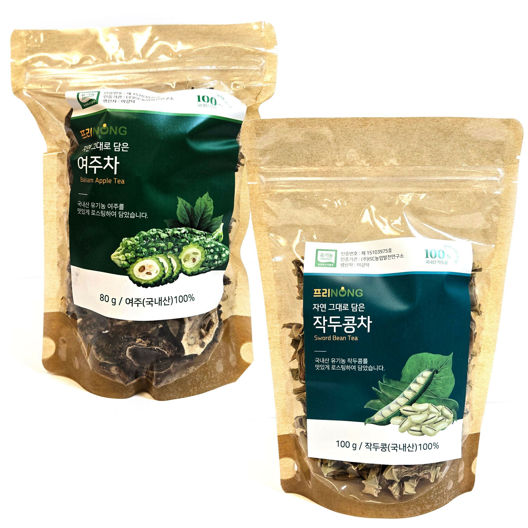 FREENONG 100% Korean Organic Sword Bean & Bitter Melon Tea Set | 프리농 유기농 100% 한국산 작두콩, 여주차 세트