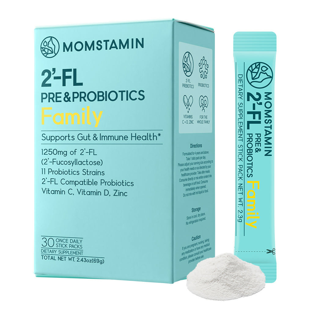 MOMSTAMIN 2'-FL HMO Prebiotics & Probiotics | 맘스타민 2'-FL 유산균 패밀리 1개월분 장건강 면역 (30포x1박스)