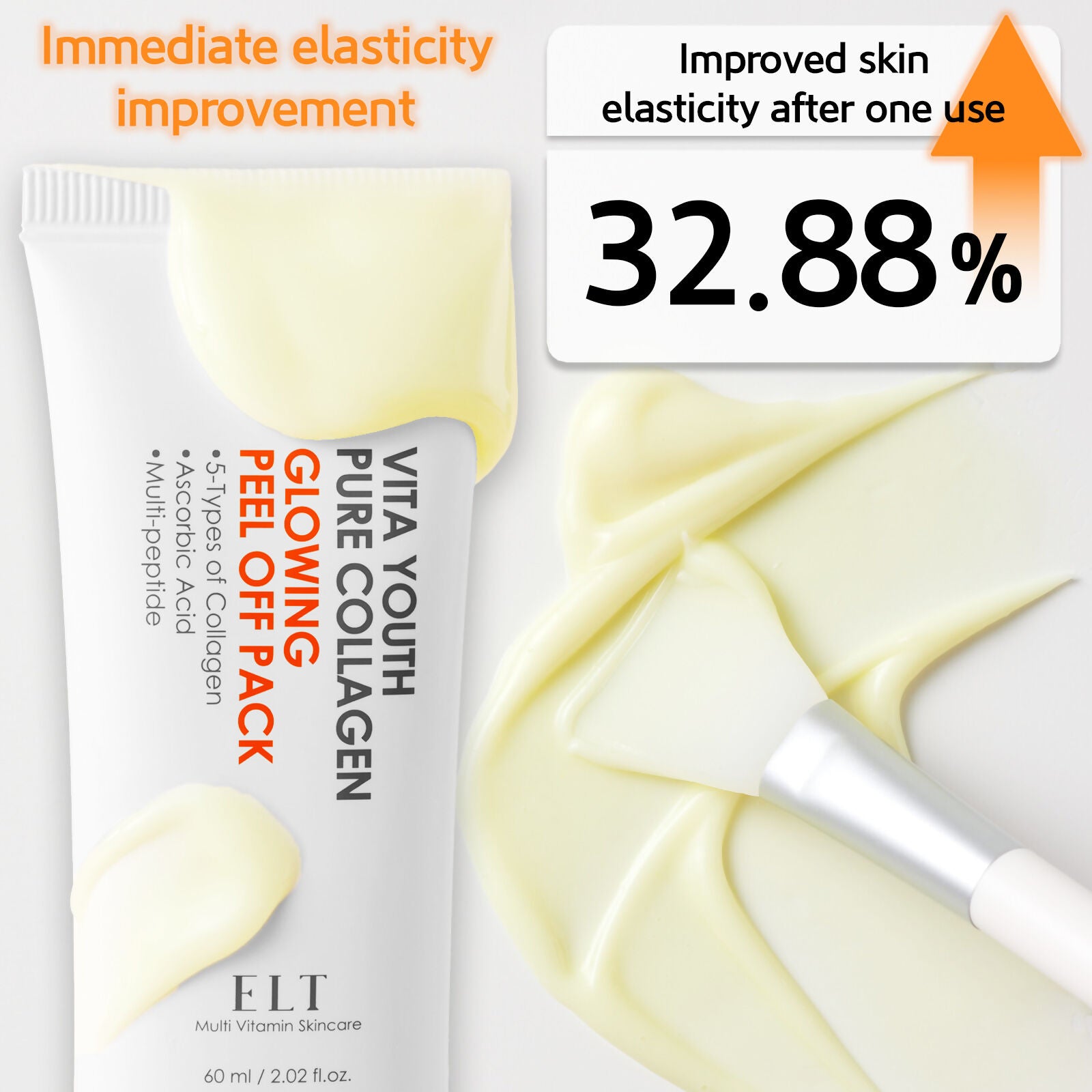ELT Vita-Youth Pure Collagen Glowing Peel Off Pack (60 ml/2.02 fl.oz) with Silicone Brush
