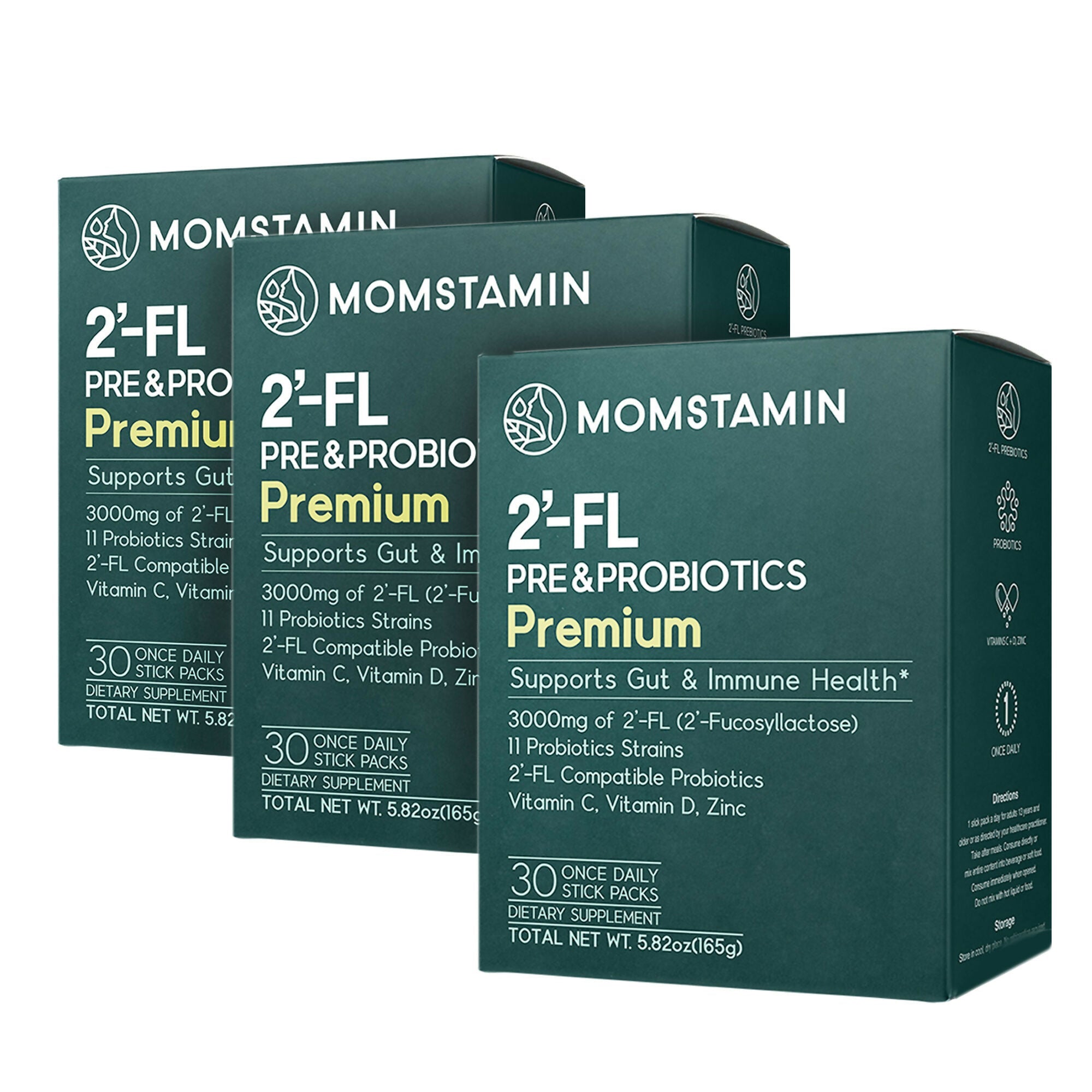 B. [MOMSTAMIN] 2'-FL HMO Pre & Probiotics Powder Stick, Premium (3-Months Supply)