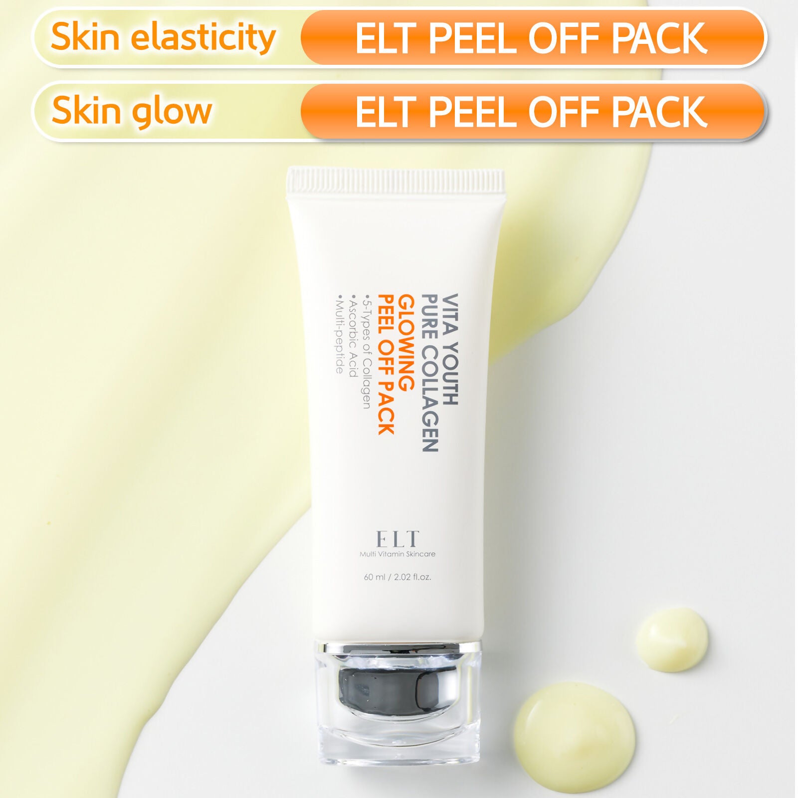 ELT Vita-Youth Pure Collagen Glowing Peel Off Pack (60 ml/2.02 fl.oz) with Silicone Brush