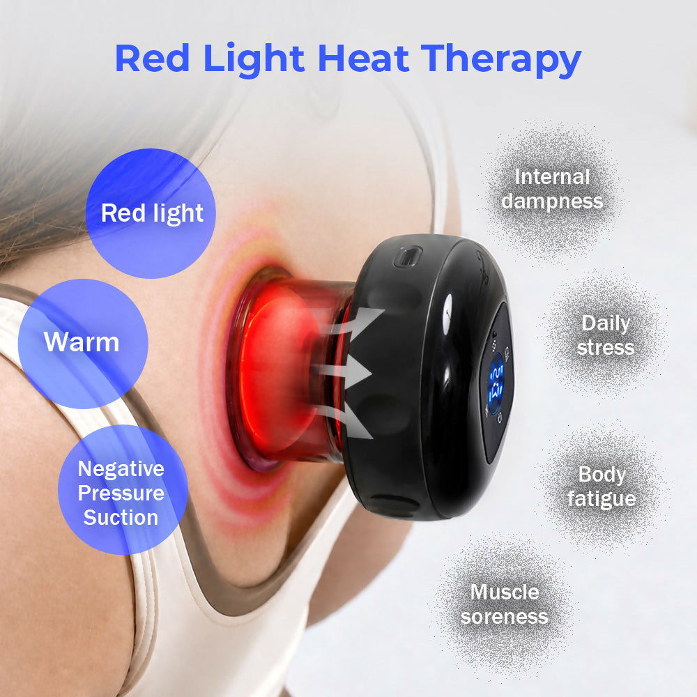 [HuBDIC] HubiCare HCM-10 Smart Heated Cupping Massager with Red Light, 12-Level Suction, Remote Control & Gua Sha Cup