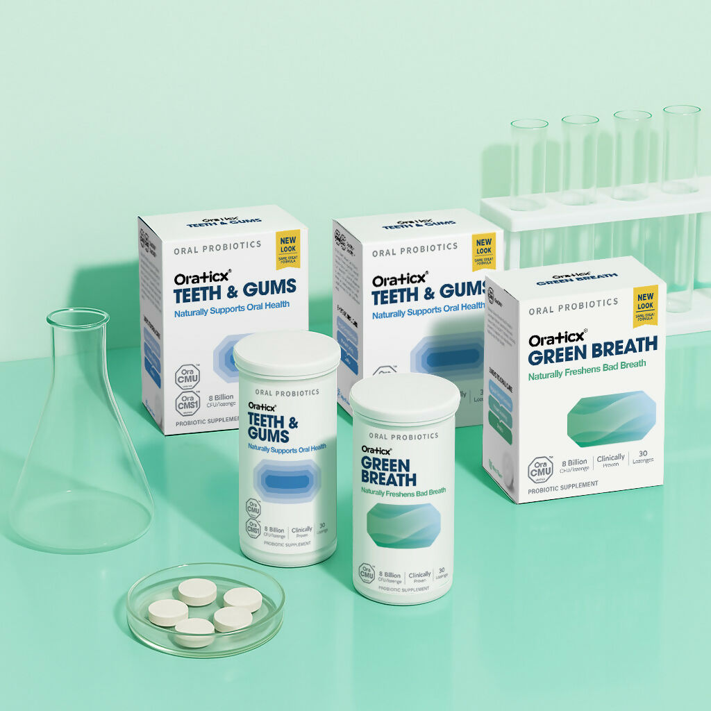 E. [OraTicx Oral Probiotics 6-Pack] Green Breath 3 + Teeth & Gums 3