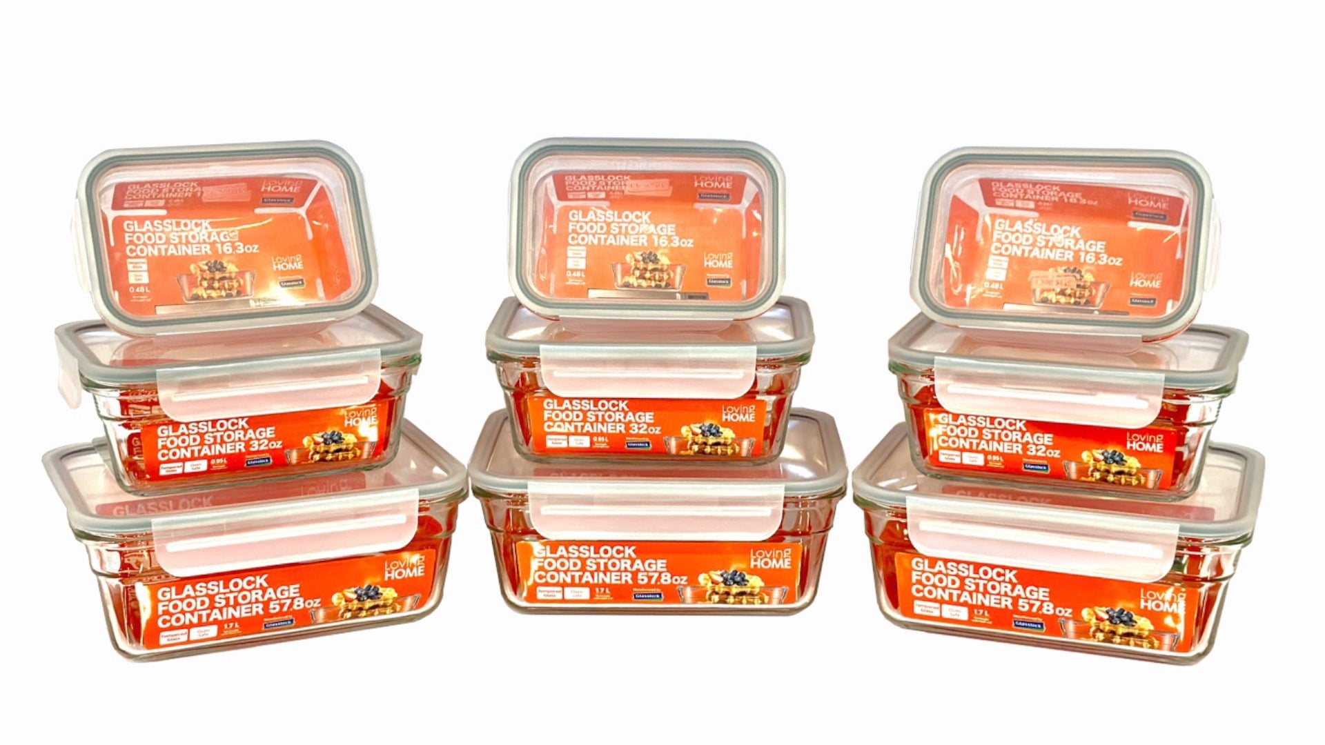GLASSLOCK Food Storage Container 18 Pcs Set (with lids)