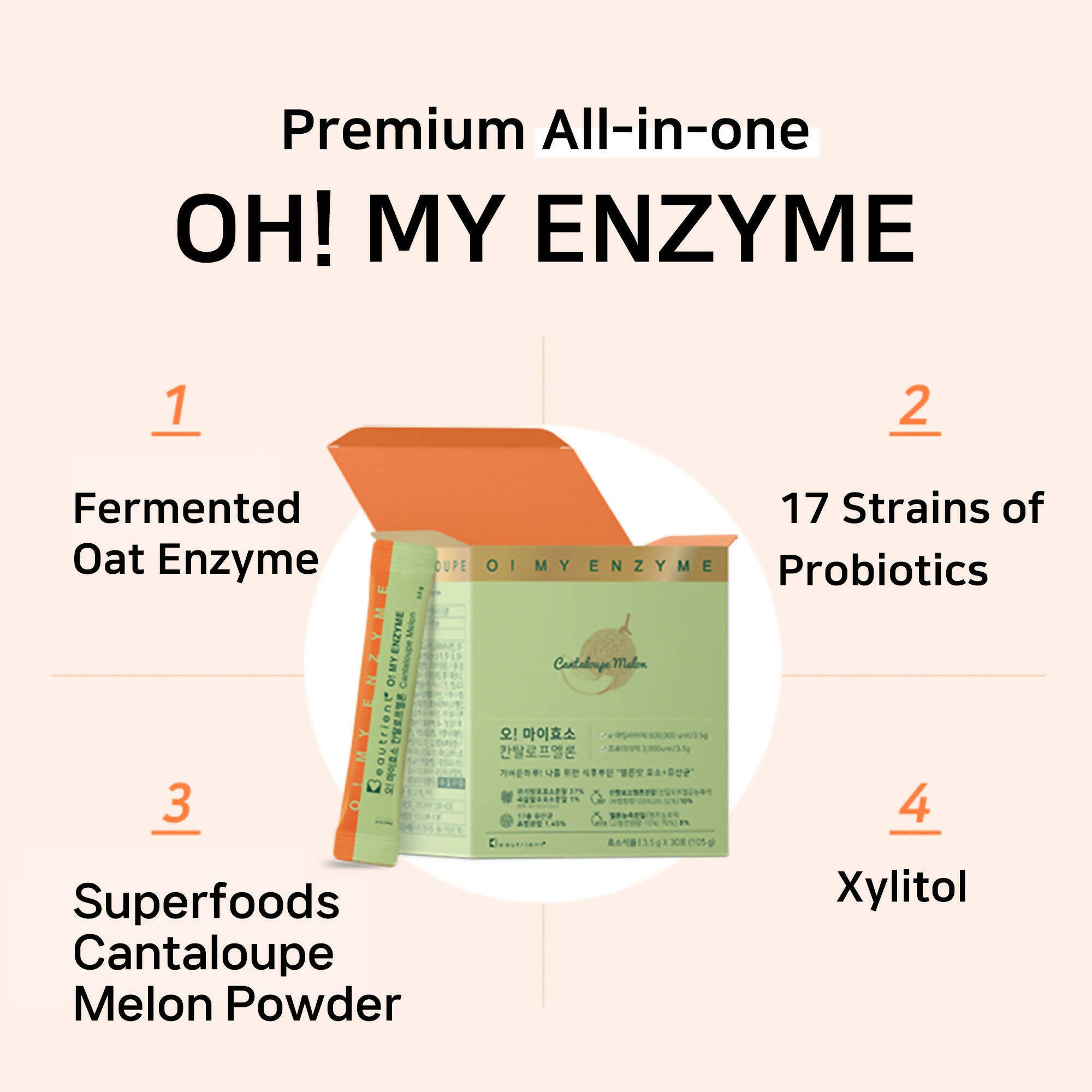 오!마이효소 칸탈로프 멜론맛 OH! MY ENZYME + PROBIOTICS ALL-IN-ONE 3 BOXES SET