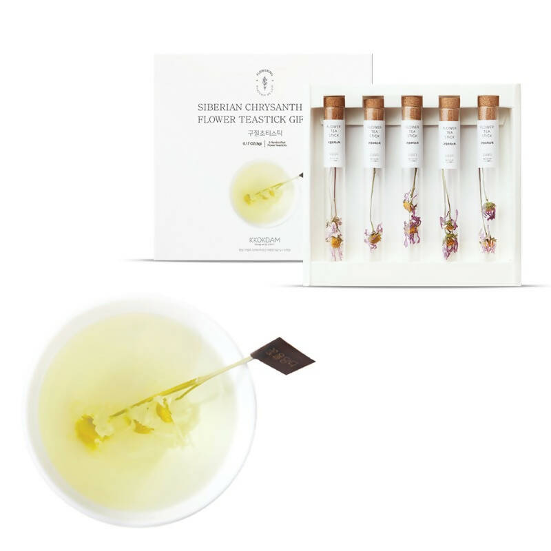 [KKOKDAM] Flower Tea Stick (Siberian Chrysanthemum Flower Tea Stick) | [꽃을담다] 꽃 한잔의 쉼 - 구절초 티스틱세트 - TEA Set - 5count