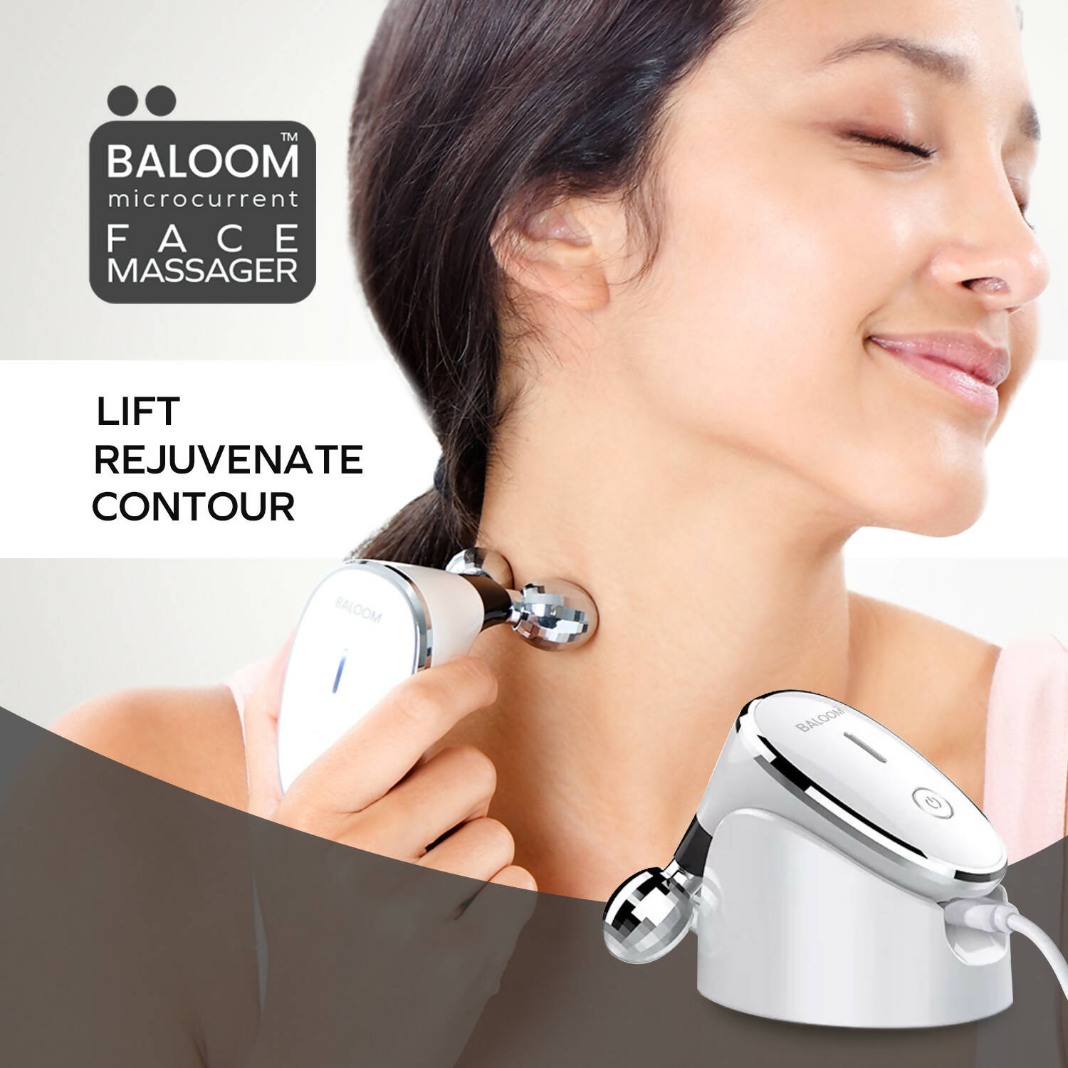 BALOOM Microcurrent Face Roller Massager #V Line #Vibrate #Improve Skin Elasticity