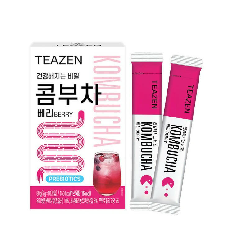 TEAZEN Kombucha Powder Tea Sticks 3 Boxes per Order *Includes FREE Bottle* 티젠 콤부차 베리 스틱형 3box (전용 보틀 증정)