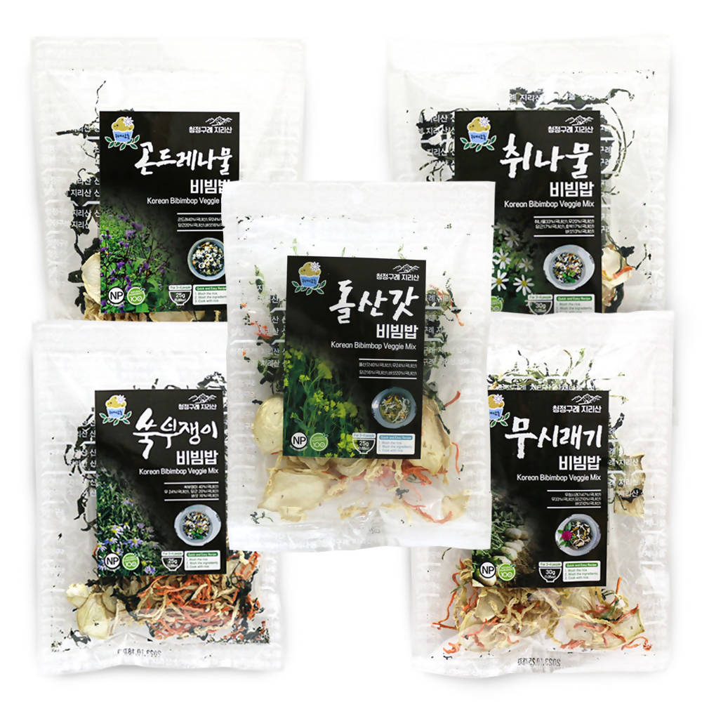 구례삼촌 나물 비빔밥 5종 SET Korean Wild Veggie Mix Bibimbab SET